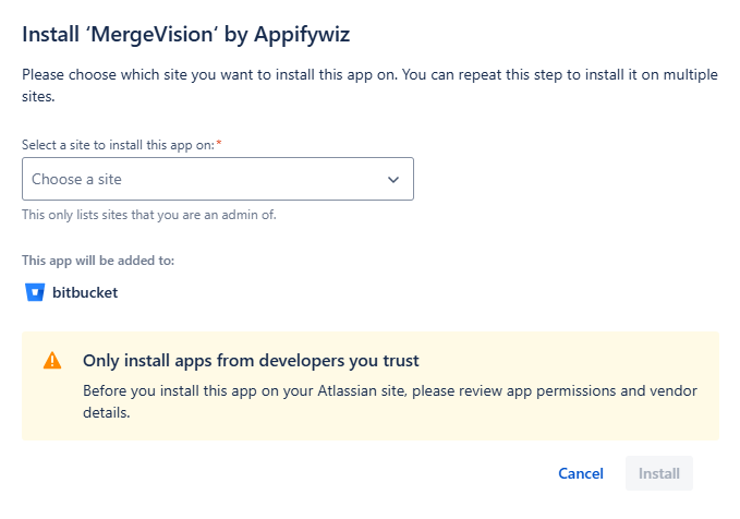 install mergevision - select a site