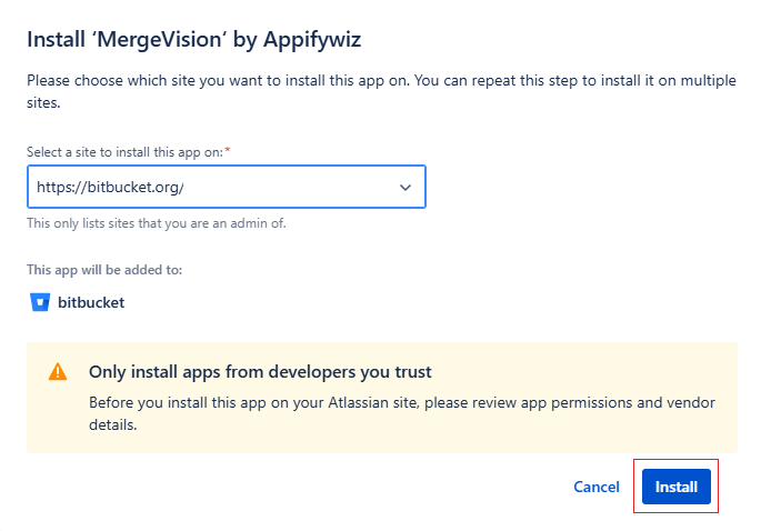 install mergevision on bitbucket